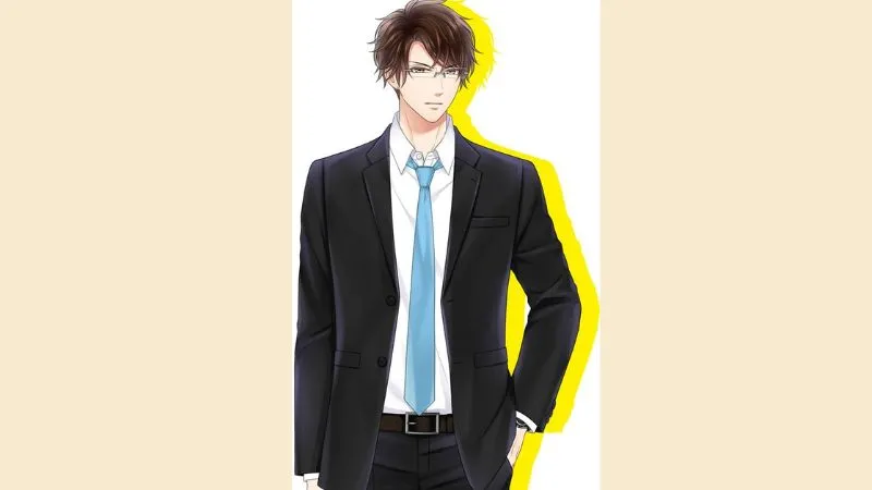 Tranh vẽ anime nam ngầu và trí thức với cặp kính