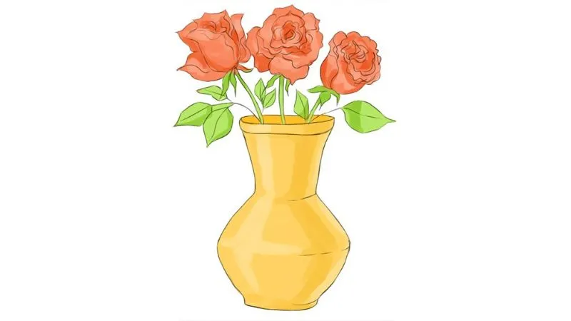 Điều chỉnh các đường nét phác thảo để hoàn thiện dáng bình hoa
