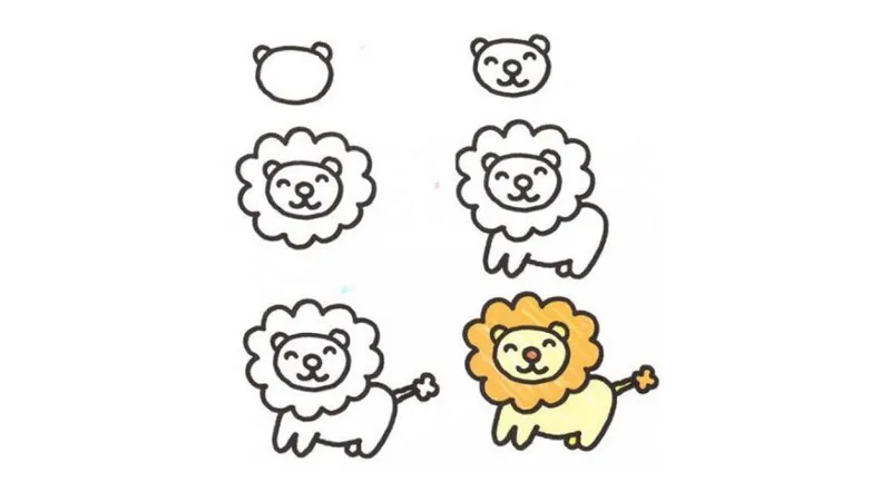 Hướng dẫn vẽ chú sư tử cute cho bé