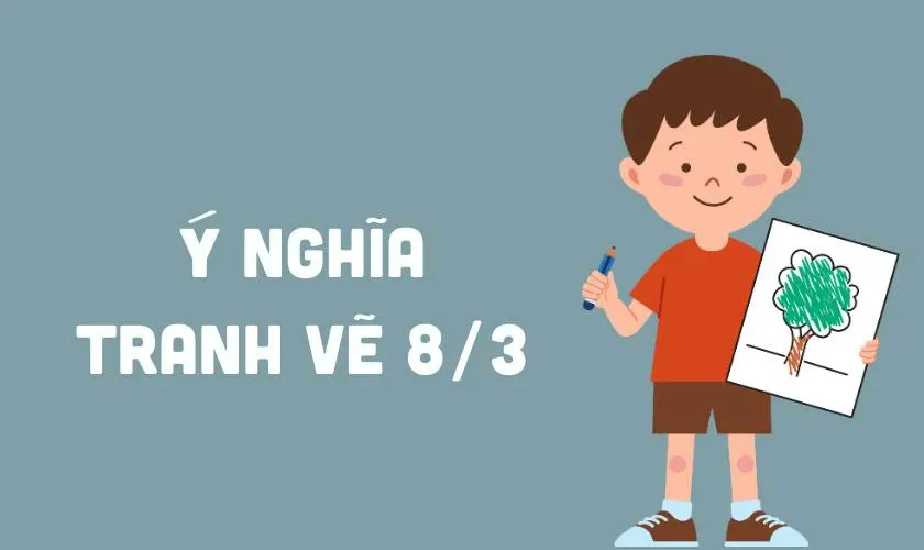 Tranh vẽ bó hoa tươi thắm tặng cô giáo ngày 8/3