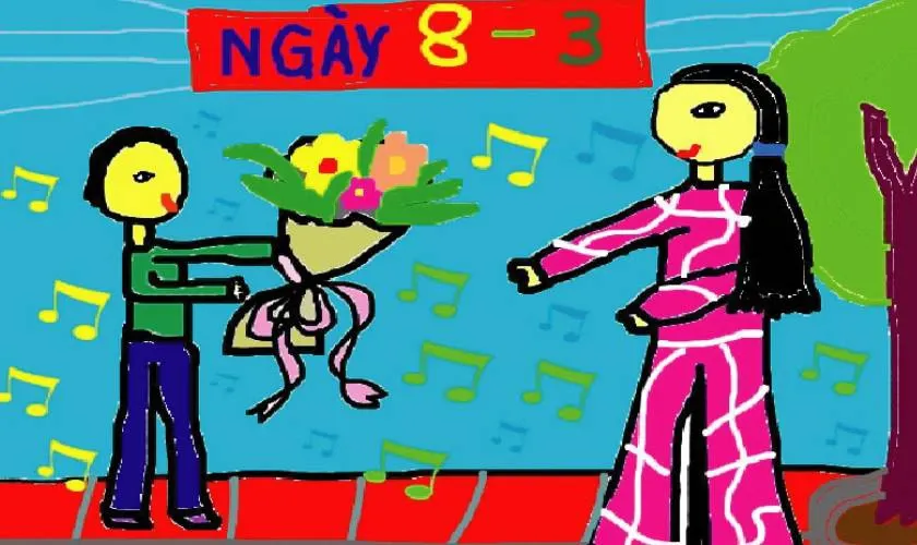 Tranh vẽ 8/3 ý nghĩa, ấn tượng thể hiện lòng biết ơn cô giáo