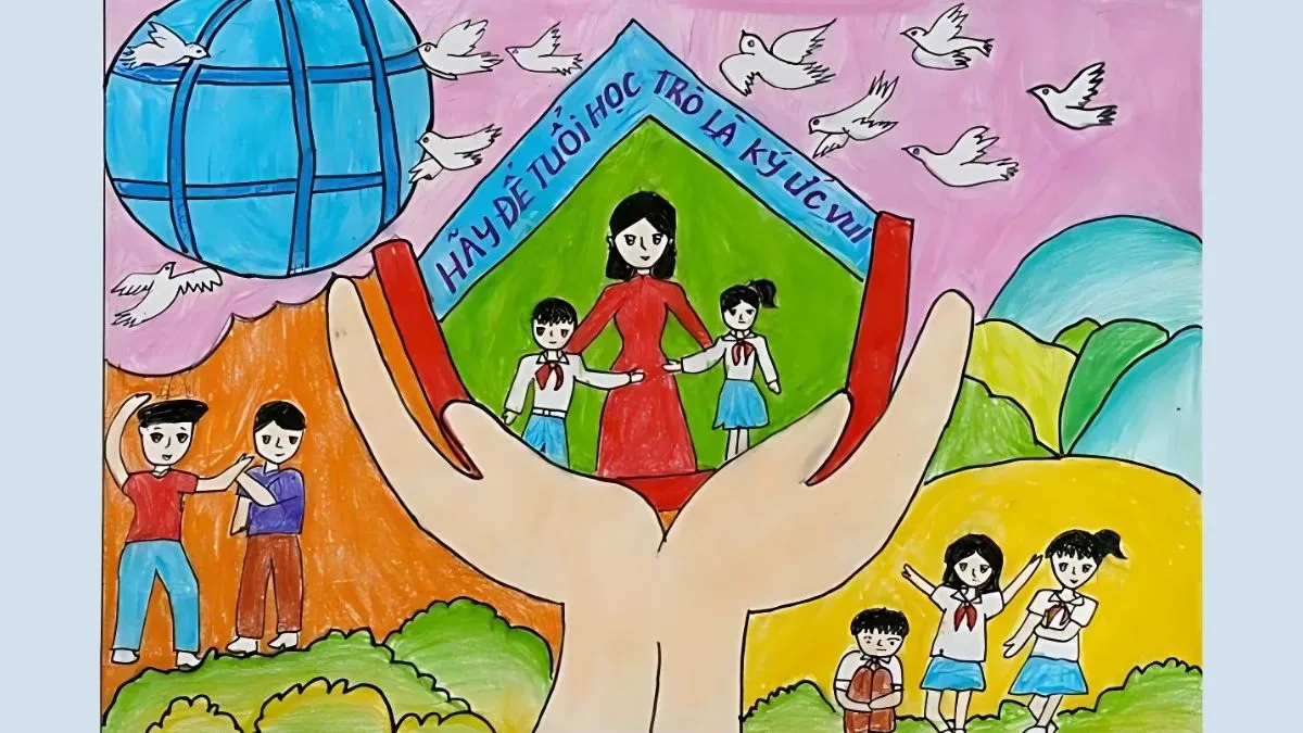 Mẫu vẽ tranh bạo lực học đường đẹp