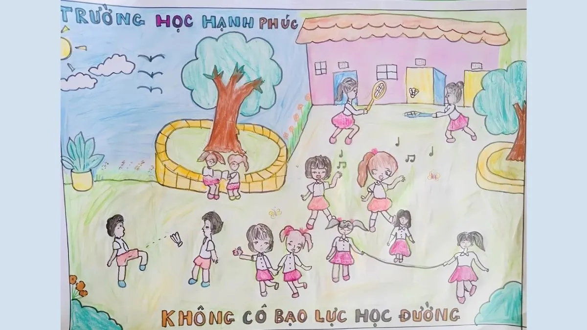 Mẫu vẽ tranh bạo lực học đường