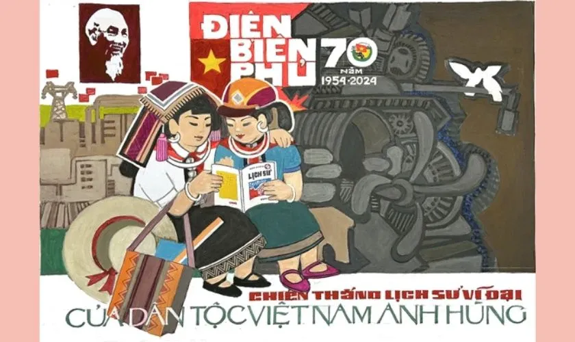Tranh vẽ tôn vinh chiến thắng vĩ đại của dân tộc