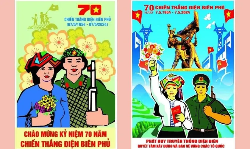 Tranh vẽ chào mừng kỷ niệm chiến thắng Điện Biên Phủ với hình ảnh đoàn kết