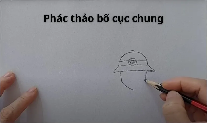Phác thảo bố cục chung của bức tranh với bút chì