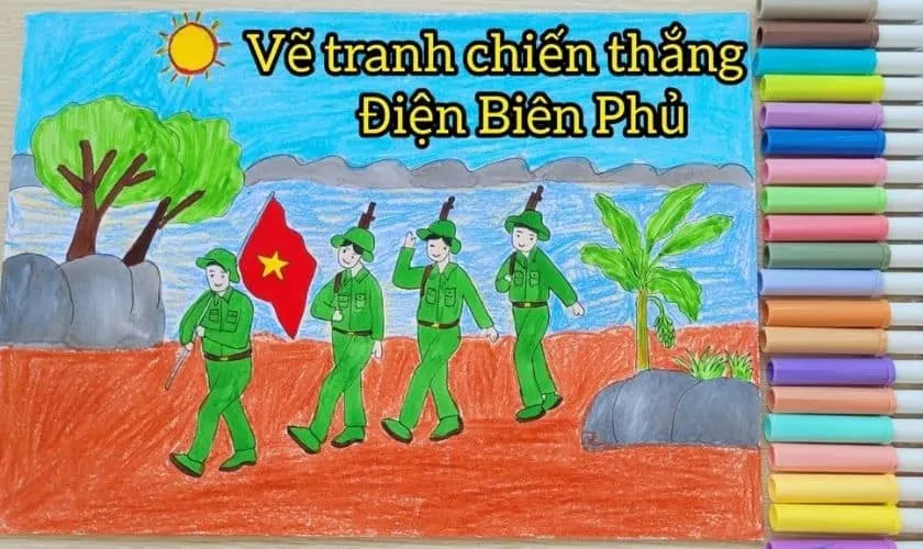 Bức tranh về chiến thắng Điện Biên Phủ với màu sắc tươi sáng