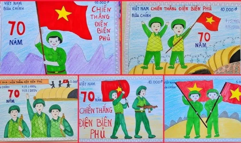 Bức tranh vẽ về chiến thắng Điện Biên Phủ