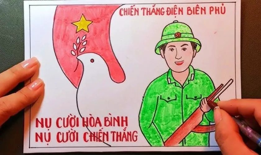 Hình ảnh chiến thắng Điện Biên Phủ cực đẹp, sắc nét qua nét vẽ học sinh