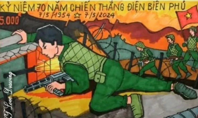 Tác phẩm nghệ thuật vẽ pháo binh vượt đèo, băng rừng