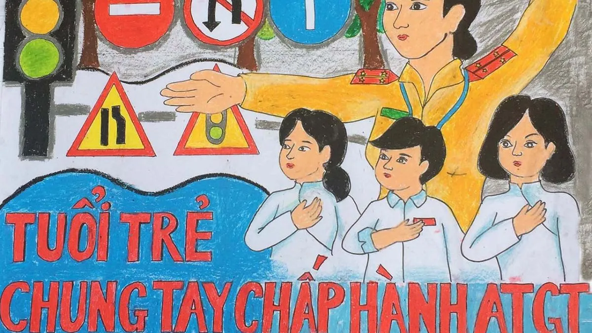 Minh họa các biển báo giao thông và đèn tín hiệu rõ ràng