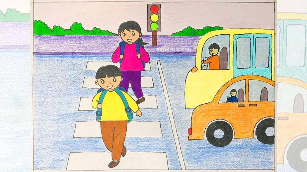 Bức tranh an toàn giao thông thu hút với các nhân vật sinh động