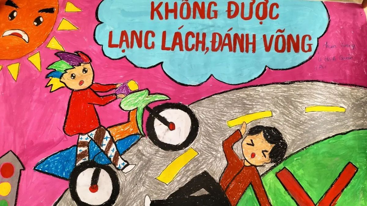 Học sinh sáng tạo tranh vẽ giao thông với ý tưởng hài hước