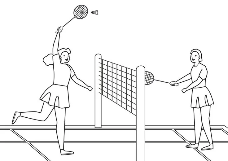 Kết quả sau khi thực hiện các bước vẽ tranh đánh cầu lông đơn giản