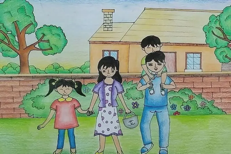 Bước 1: Phác thảo ý tưởng vẽ tranh gia đình