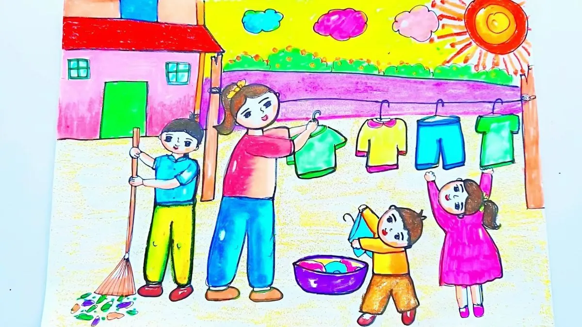 Ý tưởng hay để vẽ tranh gia đình hạnh phúc