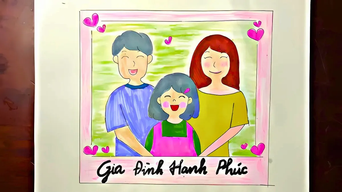 Vẽ tranh chân dung gia đình với nhiều thành viên