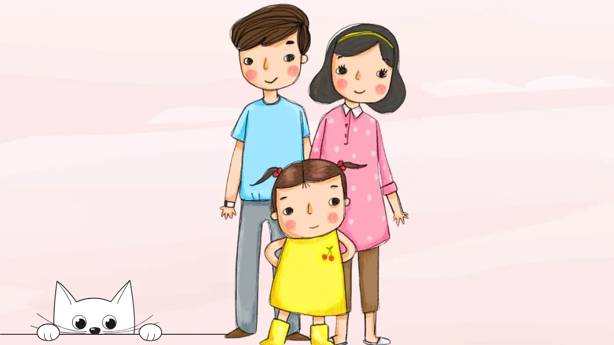 Chân dung gia đình với nét vẽ đáng yêu