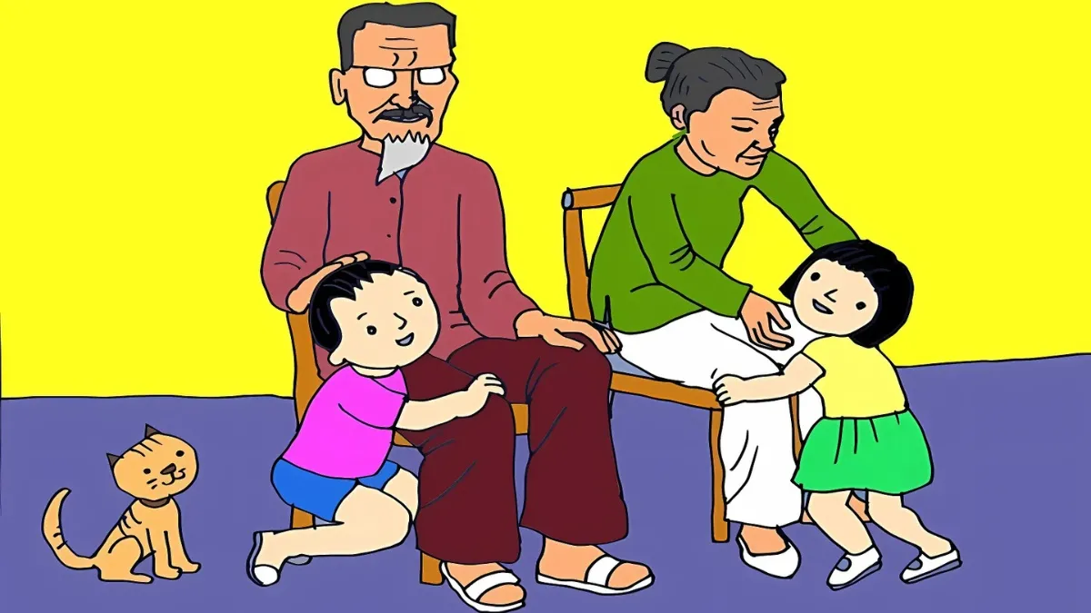 Mẫu ảnh vẽ tranh gia đình quây quần ấm áp