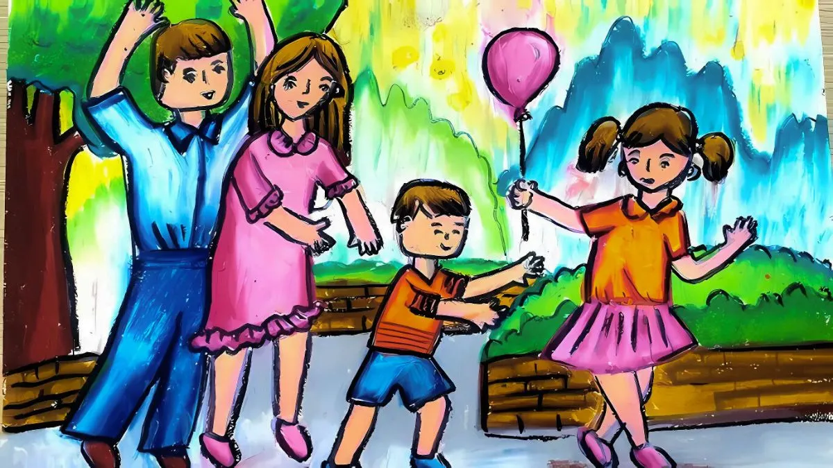 Hình ảnh vẽ tranh gia đình đi cắm trại