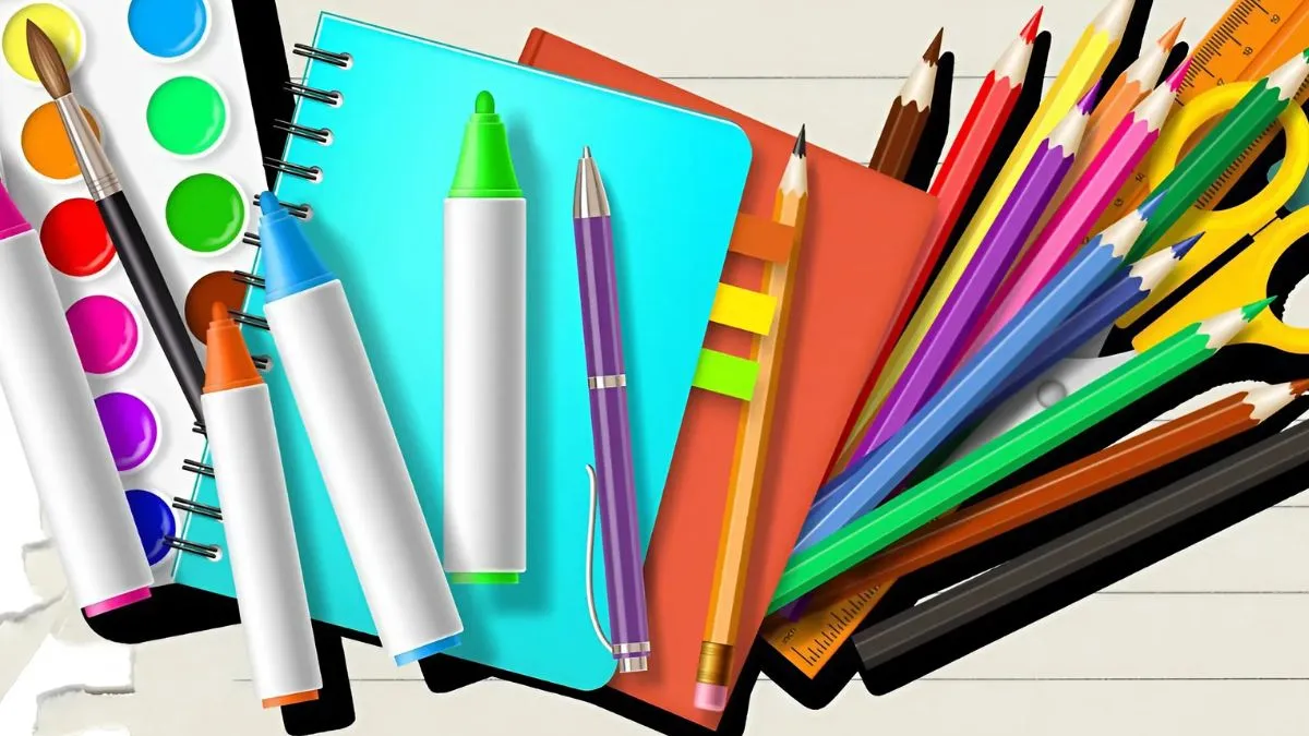 Chuẩn bị dụng cụ vẽ tranh đầy đủ như giấy, bút chì, màu sắc để vẽ hội xuân