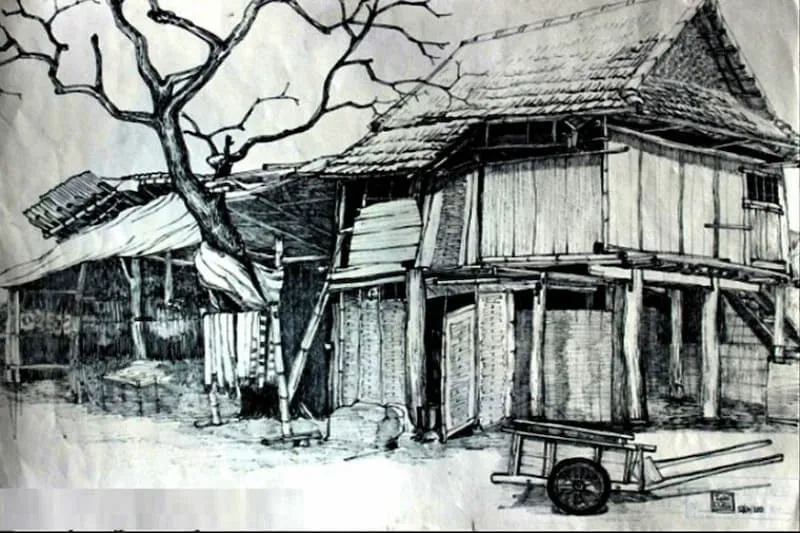Vẽ tranh cảnh quan thiên nhiên: Nhấn đậm các nét chính bằng chì