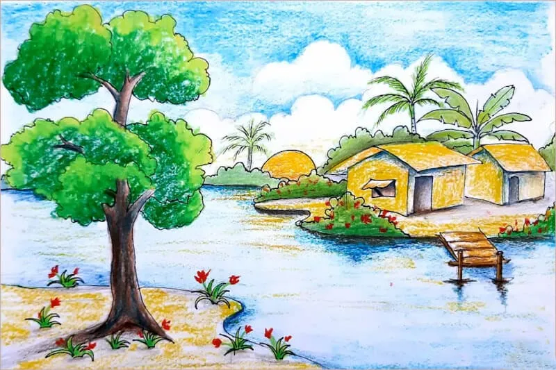 Tạo chiều sâu cho tranh bằng đường nét uốn lượn
