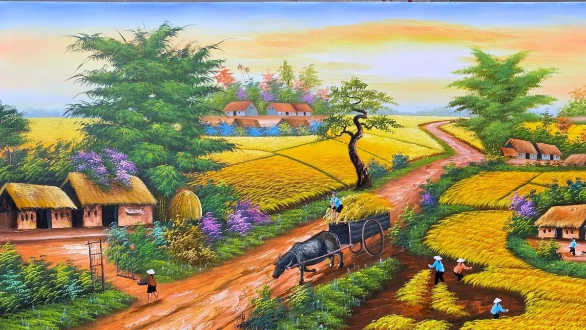 Hình ảnh vẽ tranh quê hương 4k tái hiện kỷ niệm