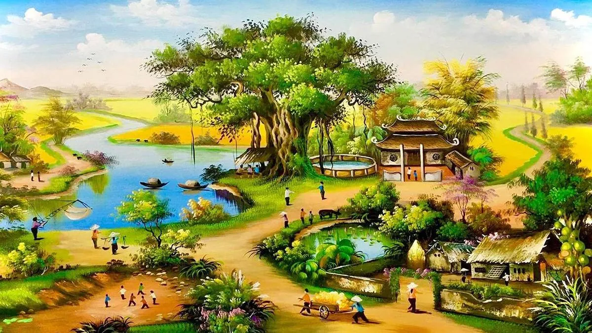 Hình ảnh vẽ tranh quê hương chuyên nghiệp với phong cảnh hữu tình