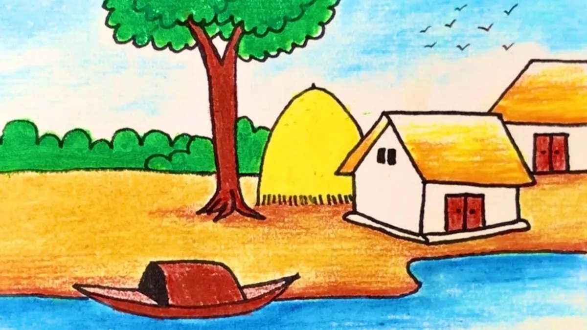 Hình ảnh vẽ tranh quê hương quen thuộc