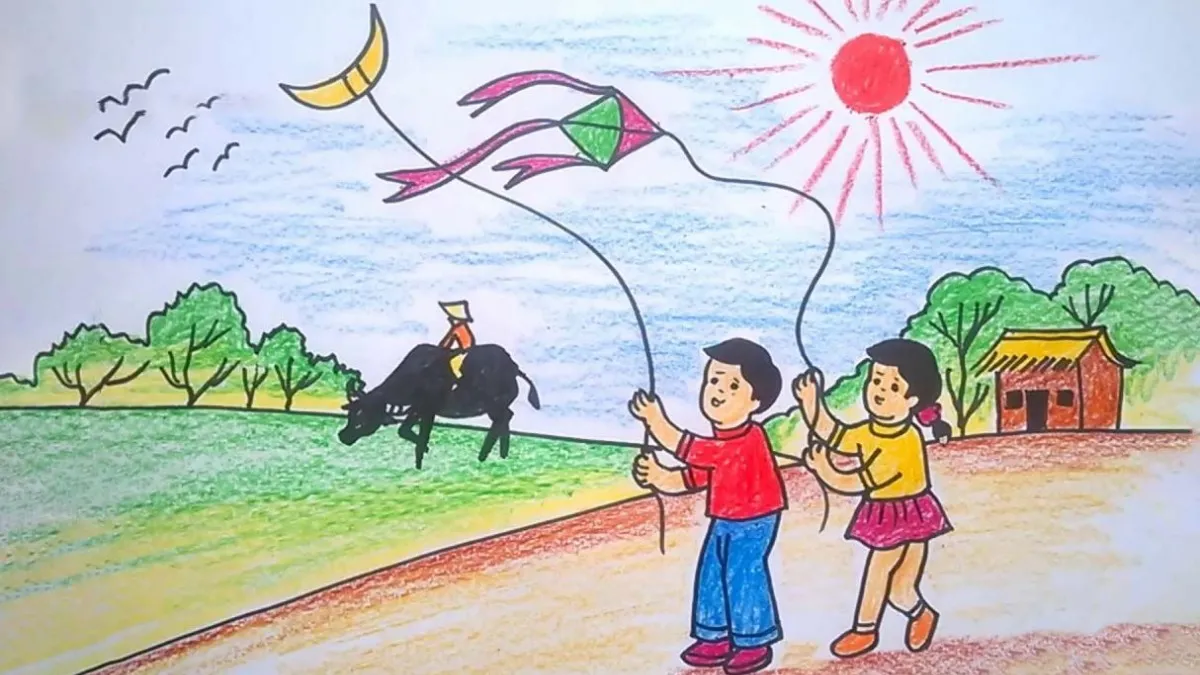Ảnh vẽ tranh quê hương thân thiện với trẻ em