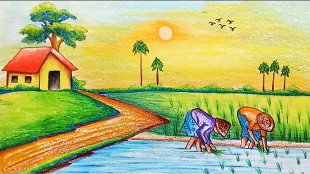 Ảnh vẽ tranh quê hương đẹp nhất cho lứa tuổi học sinh