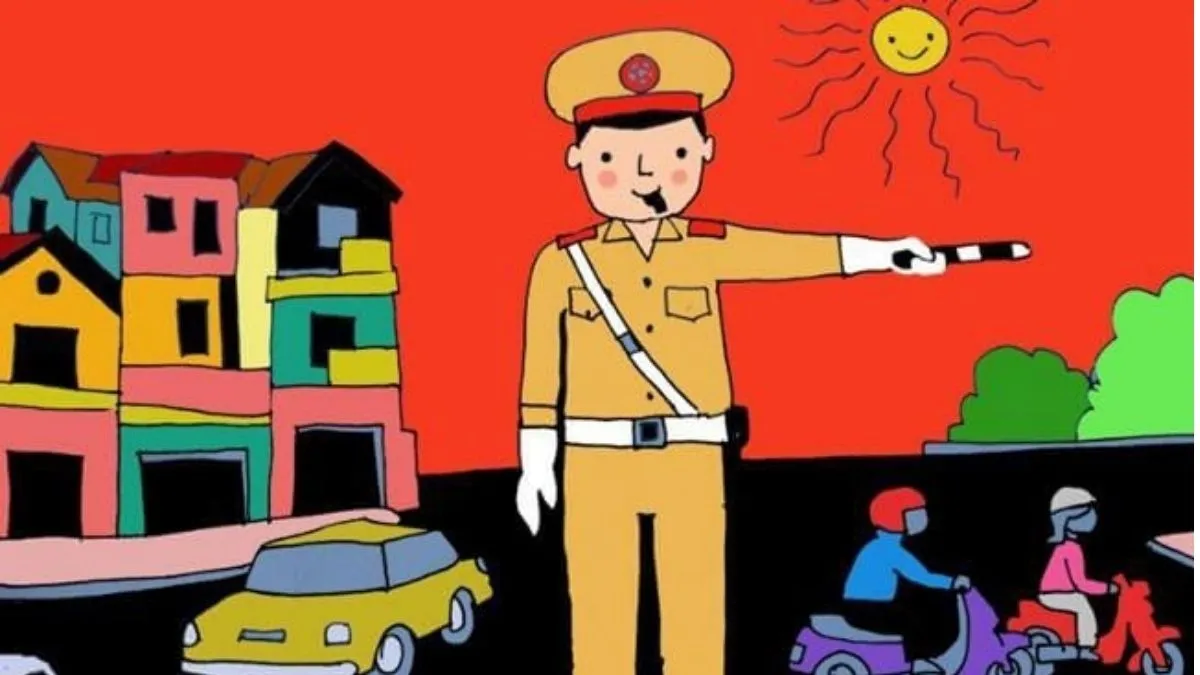 Mẫu vẽ tranh ước mơ làm công an tuần tra