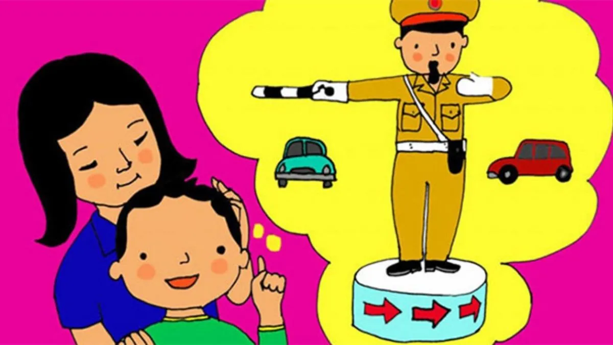 Tranh vẽ ước mơ làm công an giao thông