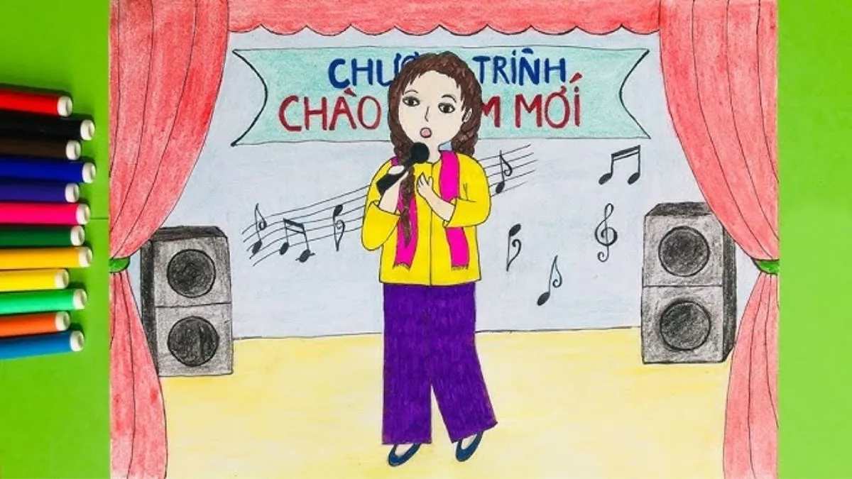 Tải ảnh vẽ ước mơ làm ca sĩ biểu diễn