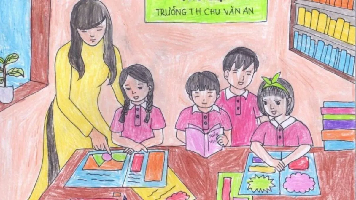 Vẽ tranh ước mơ của em làm thầy cô giáo đẹp