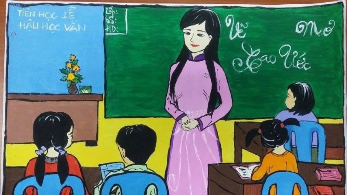 Vẽ tranh ước mơ của em làm thầy cô giáo