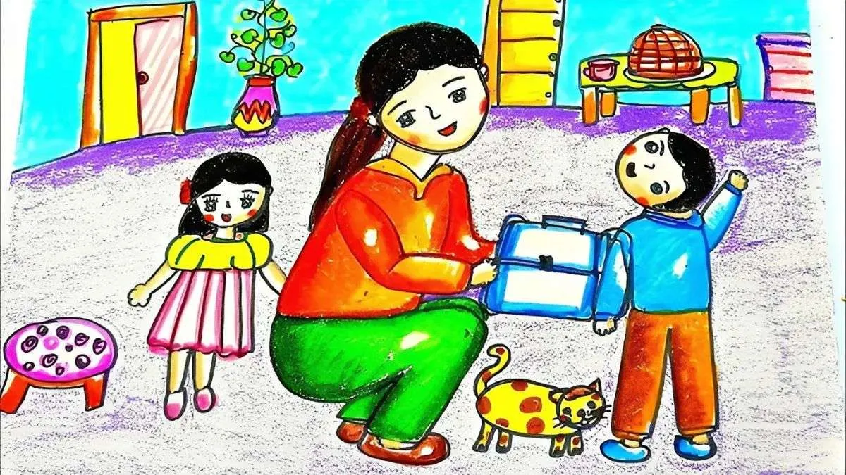 Mẹ trò chuyện cùng con trên đường đi học