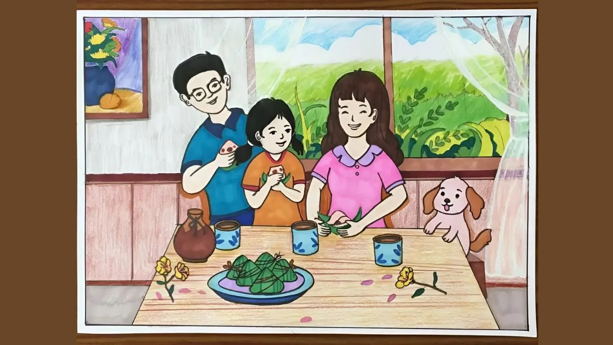 Bữa cơm gia đình ấm cúng có mẹ