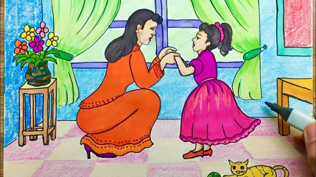 Mẹ và bé vui vẻ ca hát, nhảy múa cùng nhau