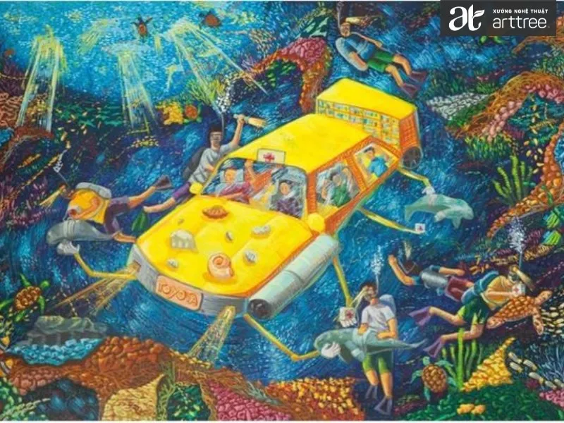 Vẽ tranh ý tưởng trẻ thơ về quê hương: Phác thảo đầu trâu